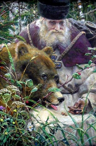 A wonderful correction from a reader, thanks Dmitry, he says the Orthodox monks have always been friends with the bears